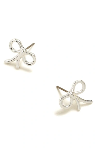 Shop Madewell Mini Bow Stud Earrings In Polished Silver
