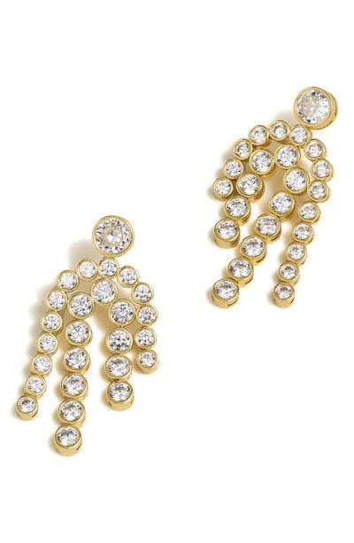 Shop Madewell The Tennis Collection Bezel Set Crystal Statement Earrings In Pale Gold