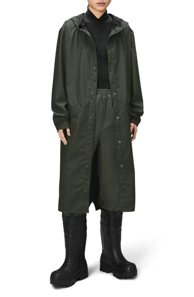 Shop Rains Waterproof Hooded Long Jacket In Green