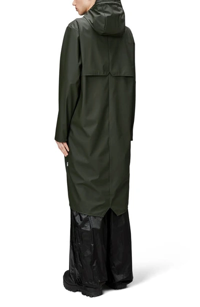 Rains Waterproof Hooded Long Jacket In Green