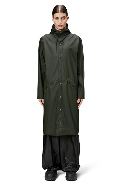 Shop Rains Waterproof Hooded Long Jacket In Green