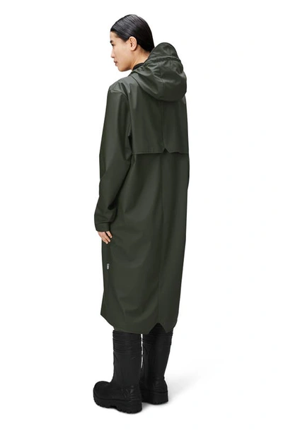 Rains Waterproof Hooded Long Jacket In Green