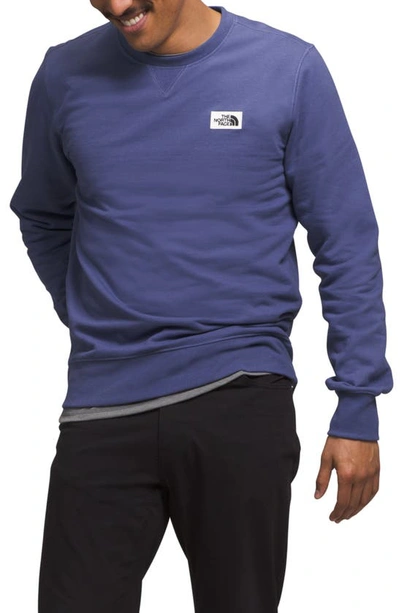 Shop The North Face Heritage Patch Crewneck Sweatshirt In Cave Blue