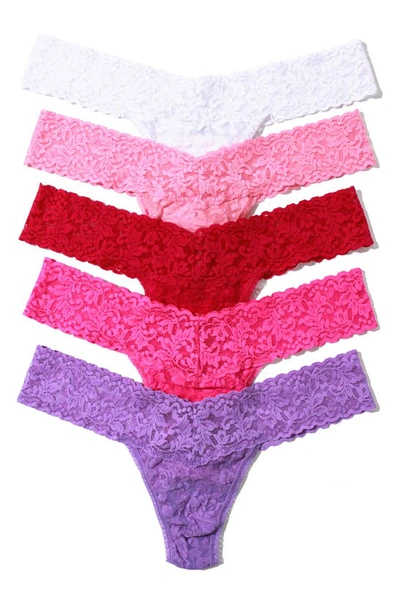 Shop Hanky Panky Holiday Assorted 5-pack Original Rise Thongs In Pink Multi