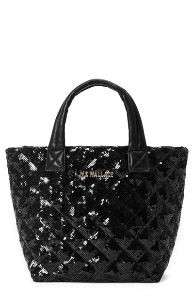 Shop Mz Wallace Mini Metro Deluxe Sequin Tote In Black Sequin