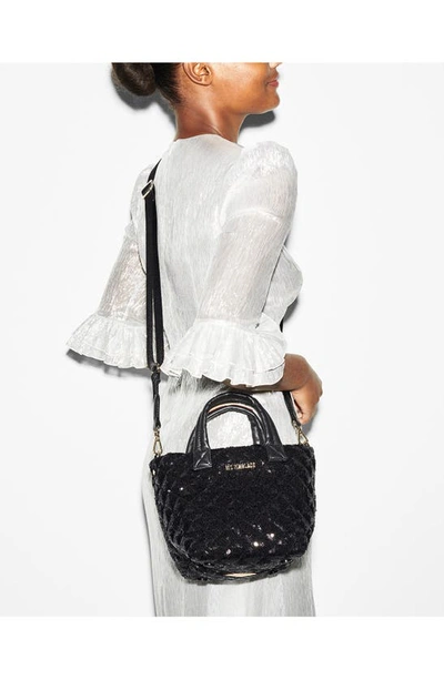 Mz Wallace Mini Metro Deluxe Sequin Tote In Black Sequin