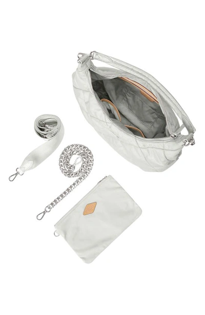 Mz Wallace Madison Quilted Nylon Shoulder Bag In Frost