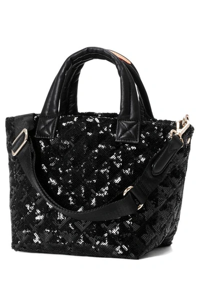 Mz Wallace Mini Metro Deluxe Sequin Tote In Black Sequin