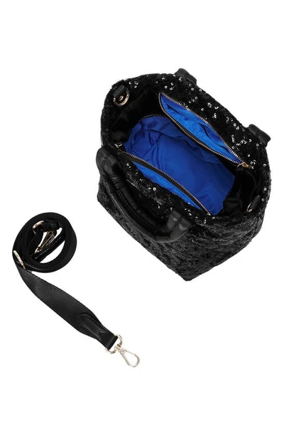 Mz Wallace Mini Metro Deluxe Sequin Tote In Black Sequin