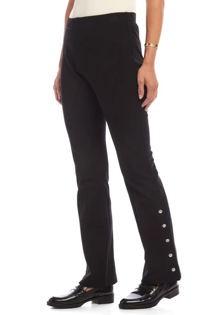 Shop Fifteen Twenty Button Hem Pants In Black