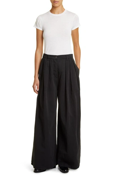 Shop The Row Criselle Pleated Wide Leg Jeans In Black