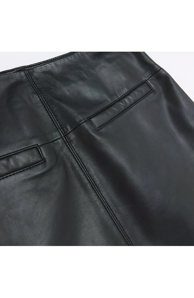 Shop River Island Leather Miniskirt In Black