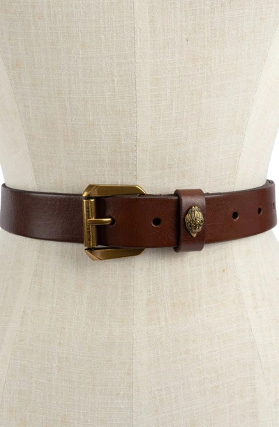 Shop Kurt Geiger Kensington Leather Belt In Brown