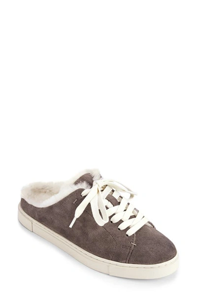 Shop Frye Ivy Genuine Shearling Sneaker Mule In Medium Grey Suede Leather