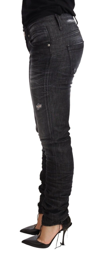Acht Washed Cotton Low Waist Skinny Blue Trouser Women's Jeans In Black