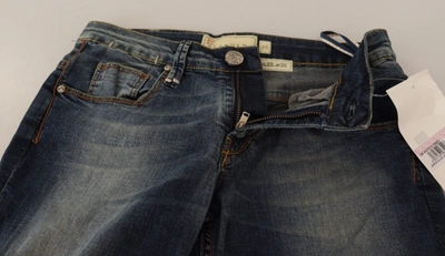 Acht Blue Washed Cotton Low Waist Skinny Denim  Trouser Jeans In Blue
