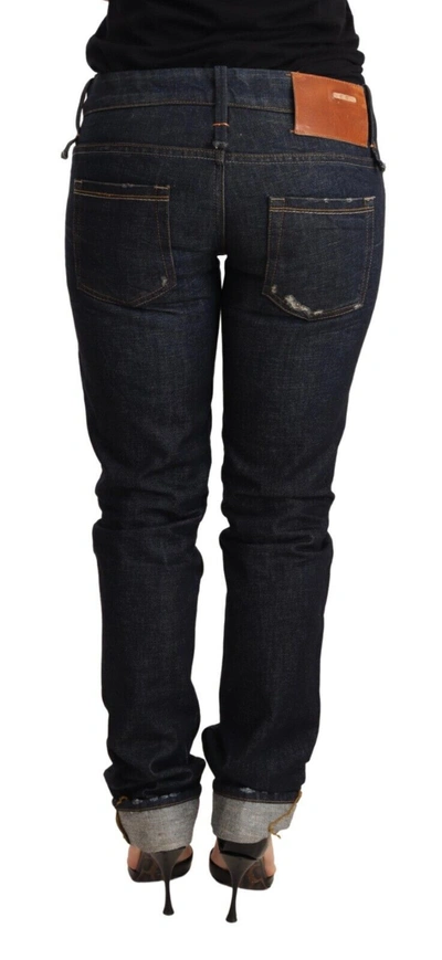 Shop Acht Dark Blue Cotton Slim Fit Folded Hem Women Denim Trouser Women's Jeans