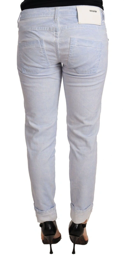 Acht Light Blue Cotton Slim Fit Denim Low Waist Denim Jeans In Light Blue