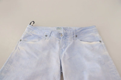 Acht Light Blue Cotton Slim Fit Denim Low Waist Denim Jeans In Light Blue