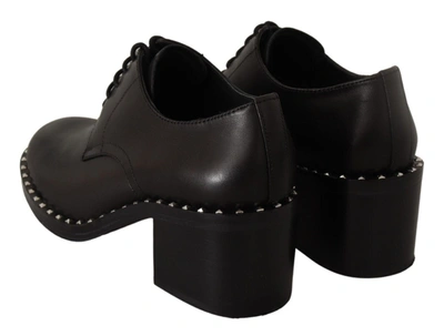 Shop Ash Black Leather Block Mid Heels Lace Up Studs Women's Shoes