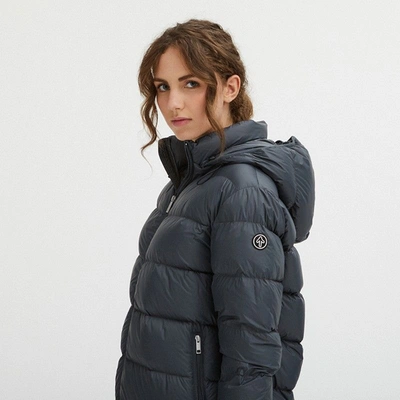 Shop Centogrammi Luxurious Padded Hooded Jacket In Dark Women's Grey In Gray