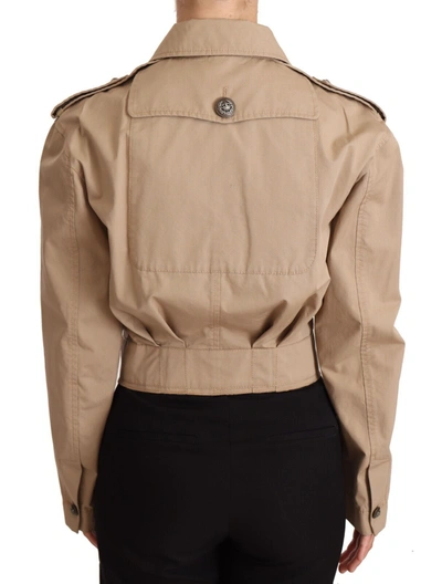 Shop Dolce & Gabbana Elegant Cropped Cotton Jacket In Women's Beige