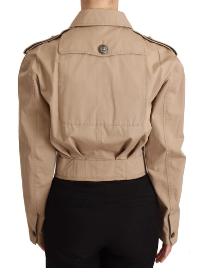 Dolce & Gabbana Beige Cropped Fitted Cotton Coat Jacket In Beige