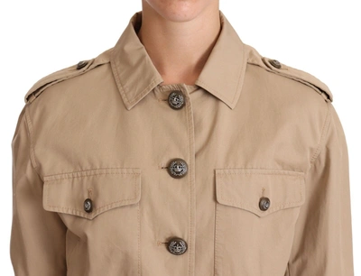 Dolce & Gabbana Beige Cropped Fitted Cotton Coat Jacket In Beige