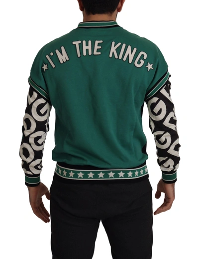 Shop Dolce & Gabbana Regal Crewneck Pullover Sweater - Black &amp; Men's Green