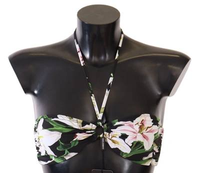 Shop Dolce & Gabbana Exquisite Floral Print Bikini Women's Top In Black