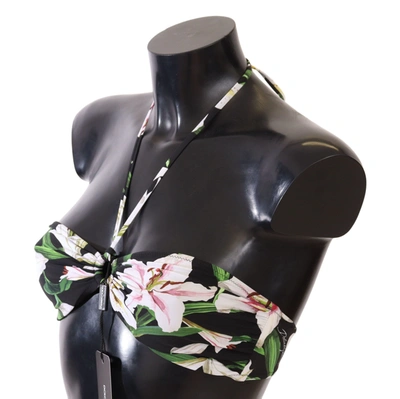 Shop Dolce & Gabbana Exquisite Floral Print Bikini Women's Top In Black