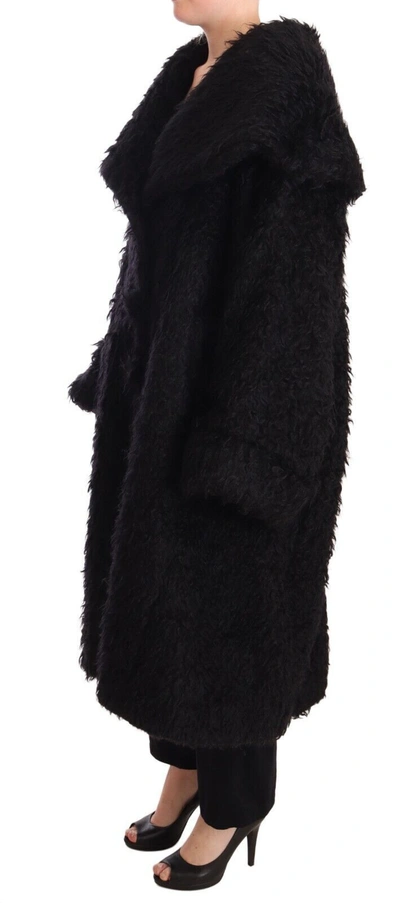 Shop Dolce & Gabbana Sleek Runway Fur Cape Trench Women's Jacket In Black