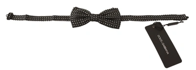 Shop Dolce & Gabbana Elegant Silk Black Bow Tie With Metal Clasp Men's Detail