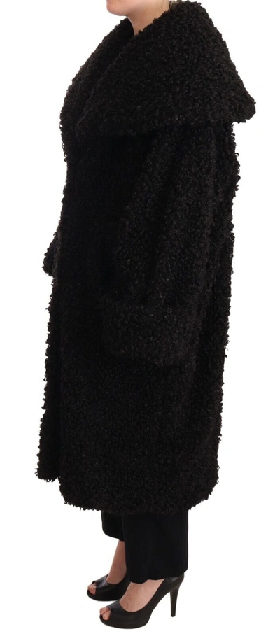 Dolce & Gabbana Black Mohair Fur Cape Trench Coat Jacket In Black