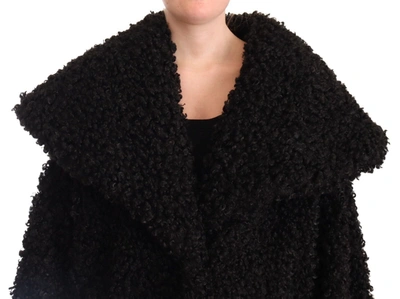 Dolce & Gabbana Black Mohair Fur Cape Trench Coat Jacket In Black