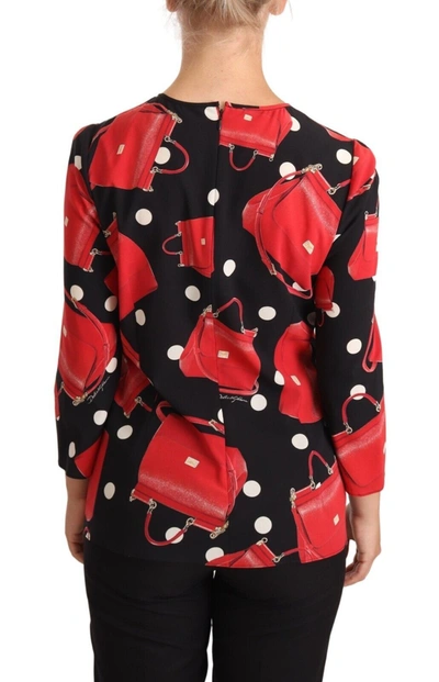 Shop Dolce & Gabbana Elegant Sicily Bag Print Women's Blouse In Black And Red
