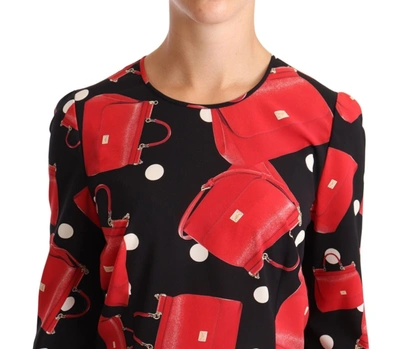 Shop Dolce & Gabbana Elegant Sicily Bag Print Women's Blouse In Black And Red