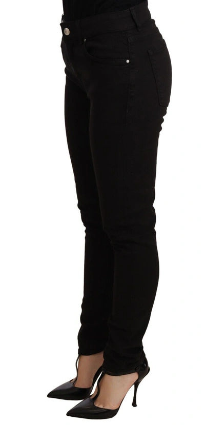 Shop Dolce & Gabbana Black Skinny Denim Logo Cotton Stretch Women's Jeans