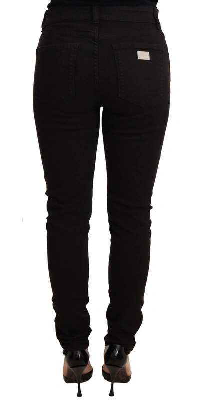 Shop Dolce & Gabbana Black Skinny Denim Logo Cotton Stretch Women's Jeans