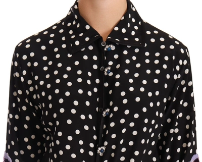 Dolce & Gabbana Black White Crystal Sequined Floral Dress In Black