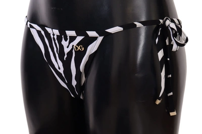 Shop Dolce & Gabbana Zebra Print Chic Drawstring Bikini Women's Bottom In Brown