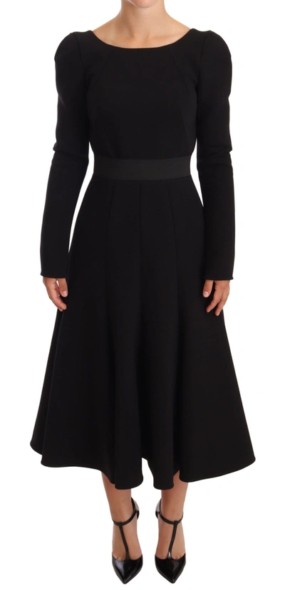 Shop Dolce & Gabbana Elegant Black Stretch Sheath Mid-calf Women's Dress