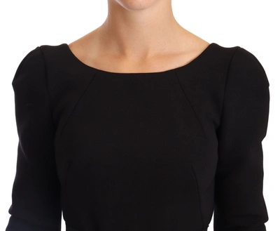 Dolce & Gabbana Black Wool Stretch Sheath Open Back Dress In Black