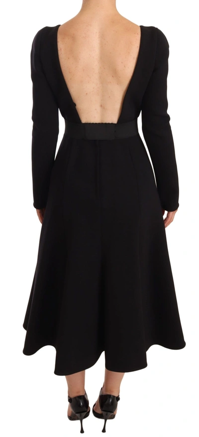 Dolce & Gabbana Black Wool Stretch Sheath Open Back Dress In Black