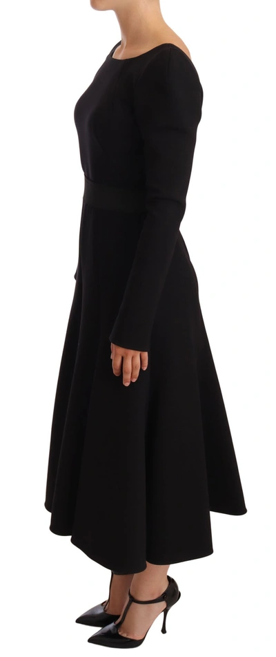 Dolce & Gabbana Black Wool Stretch Sheath Open Back Dress In Black