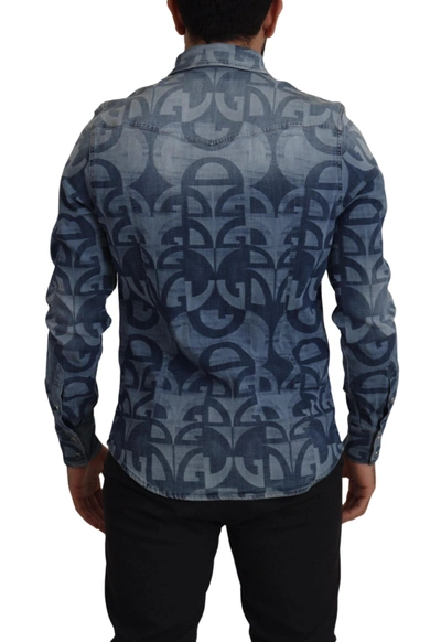 Shop Dolce & Gabbana Elegant Slim Fit Casual Blue Men's Men's Shirt