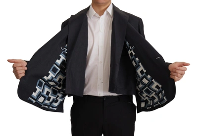 Shop Dolce & Gabbana Sleek Double Breasted Navy Linen Men's Blazer In Blue