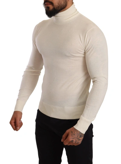 Dolce & Gabbana Cream Cashmere Turtleneck Pullover Sweater In Cream