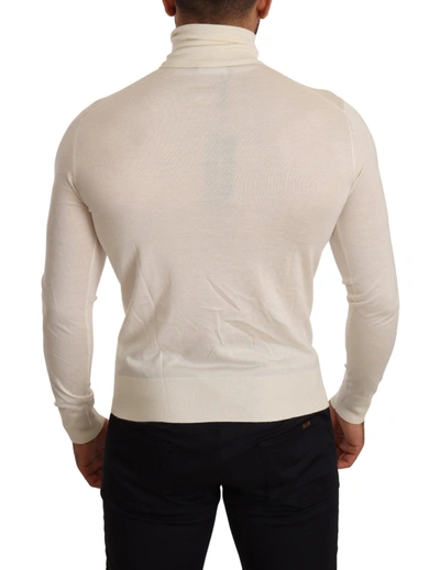 Shop Dolce & Gabbana Ivory Cashmere-silk Blend Turtleneck Men's Sweater In Cream