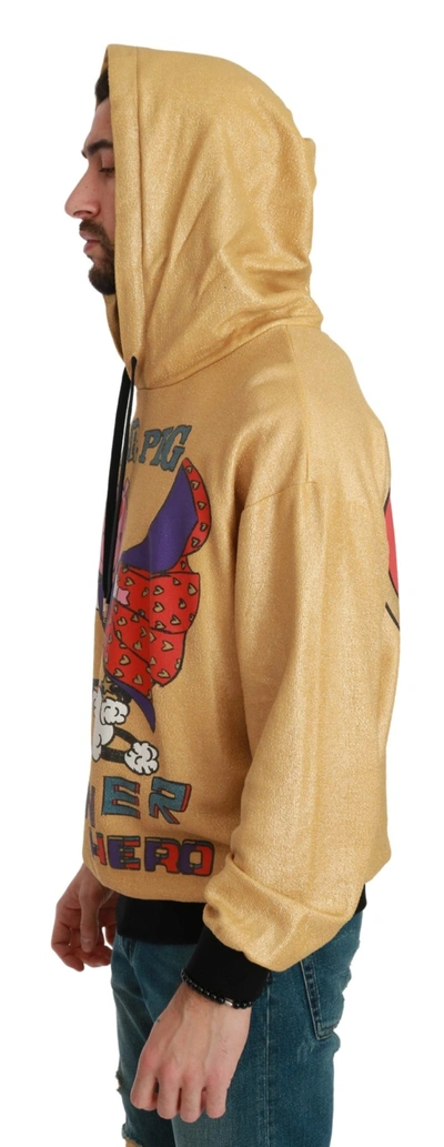Dolce & Gabbana Gold Pig Of The Year Hooded Sweater In Gold